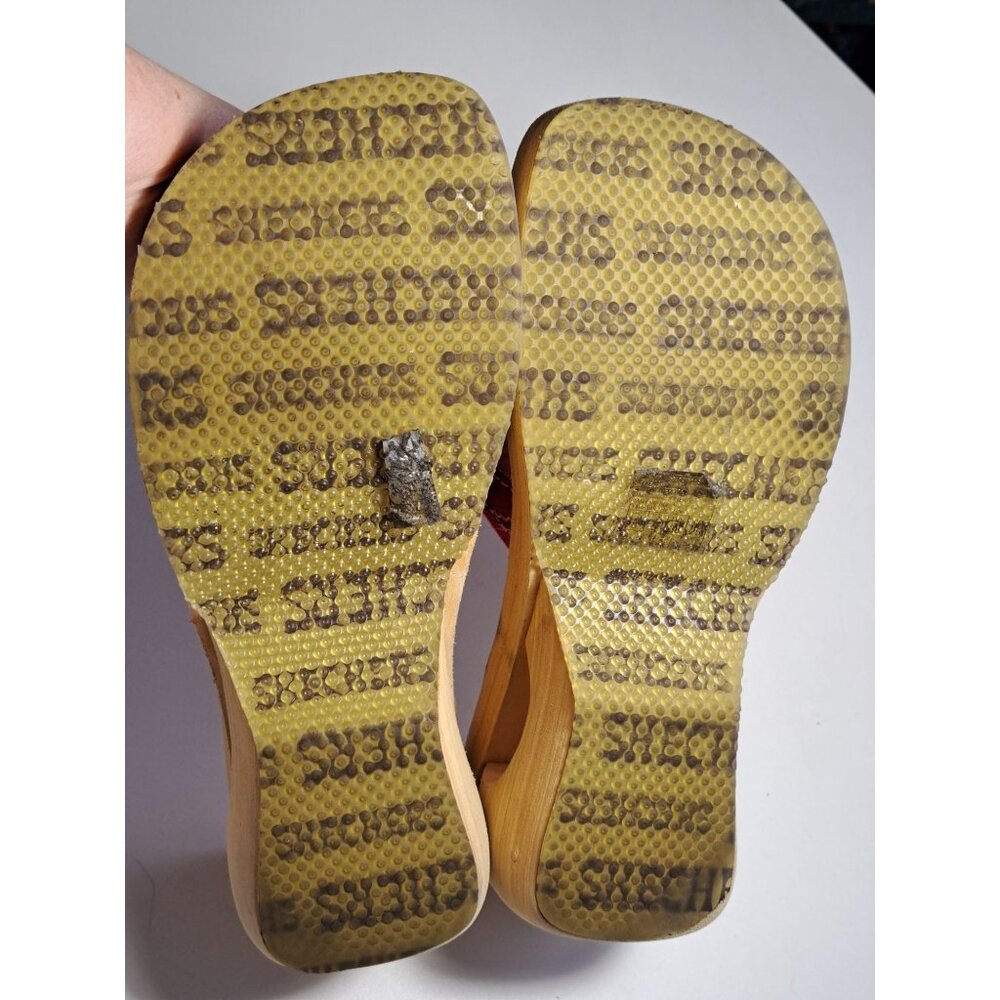 Skechers Somethin Else Bandana Red & Black Women US 8 Wooden Platform Sandal - Picture 7 of 12